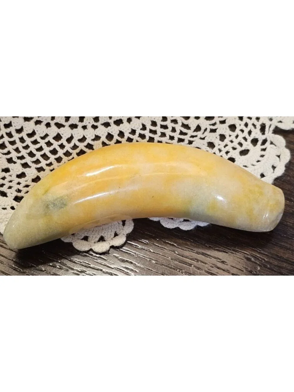 Vintage Italian Alabaster Yellow and Green Banana Stone Marble Fruit